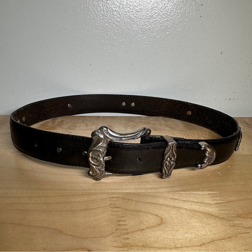 Fossil 97 black leather belt with decorative pieces Women’s 27”-31”